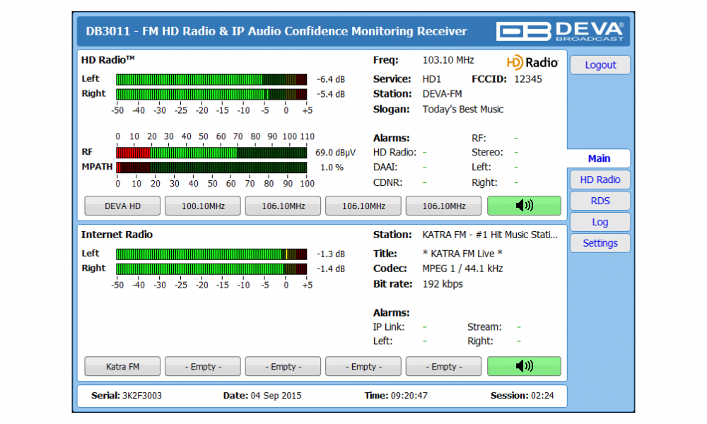 DB3011 - FM/HD Radio & IP Audio Confidence Mon. Receiver