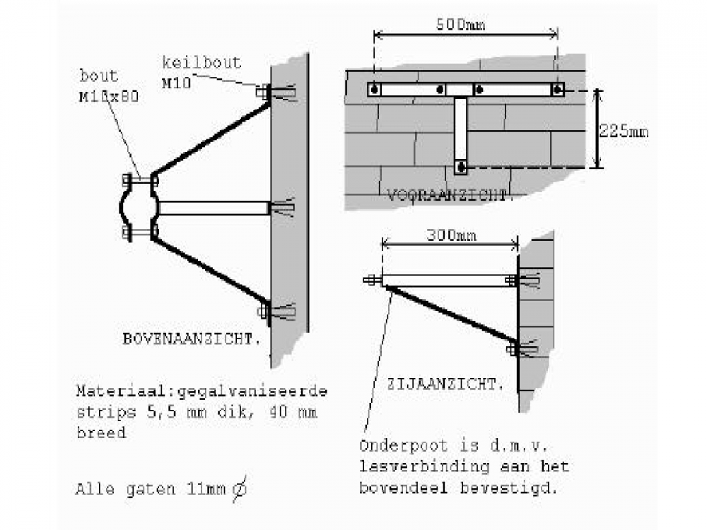 Muurbeugelset 30 cm t.b.v. antennemast 11 meter